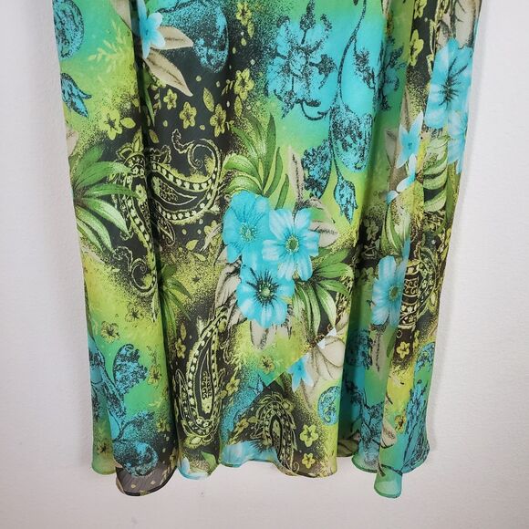 Lane Bryant Maxi Skirt Green 22 24 Floral Sheer Chiffon Fairy Ethereal Whimsical - Picture 3 of 9